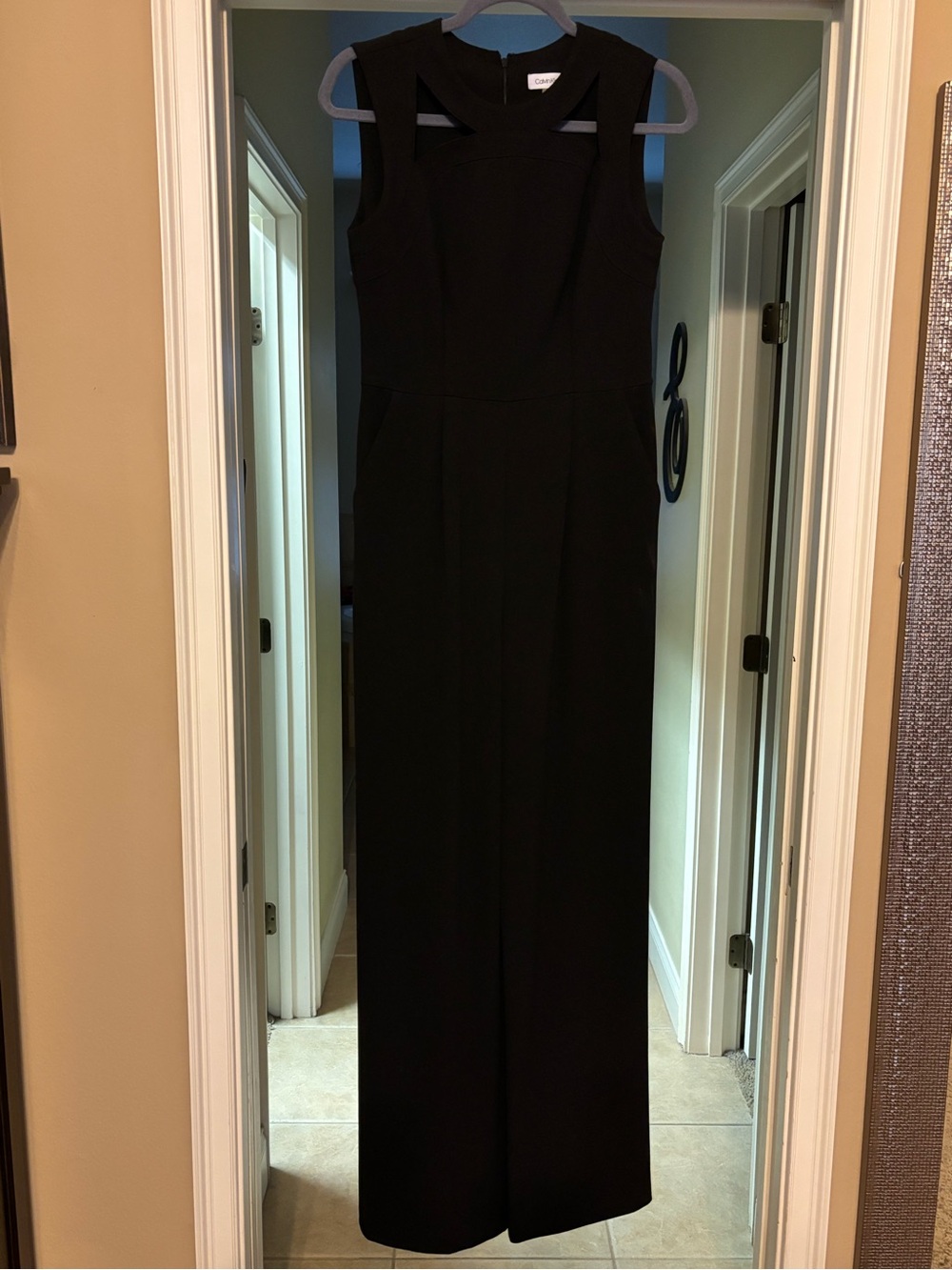 Calvin Klein Black Sleeveless Wide-Leg Jumpsuit